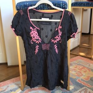 Black and Pink Babydoll Top